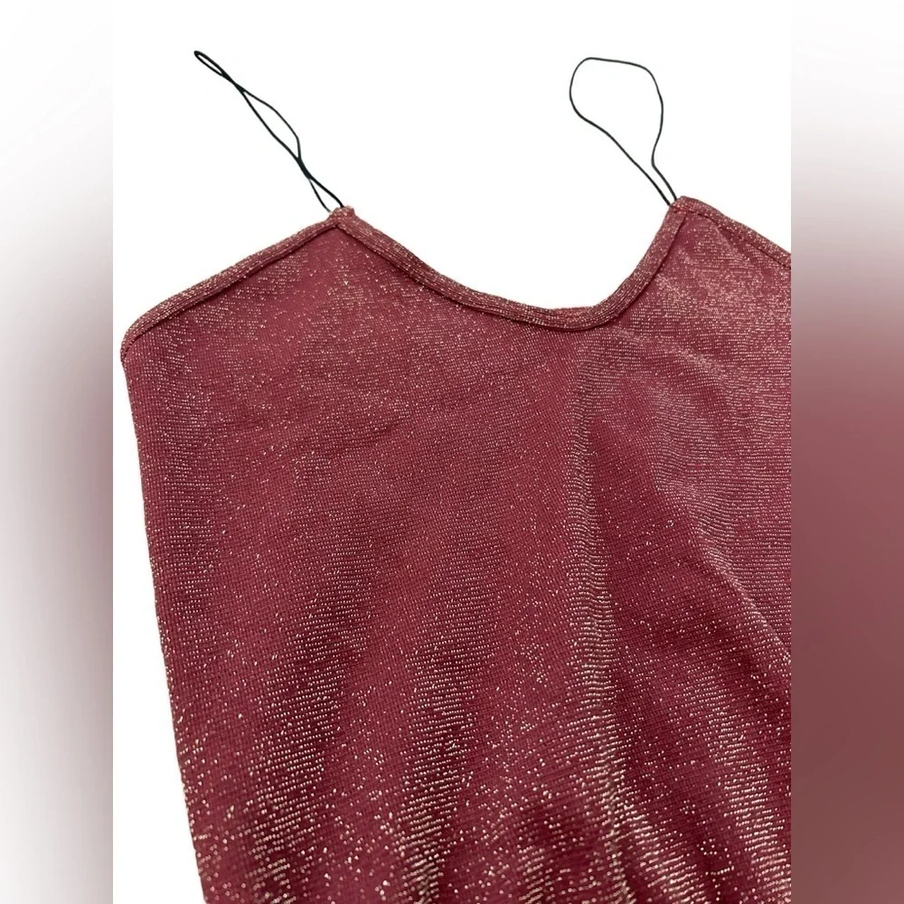 Free People Intimately Rust Metallic Skinny Strap Seamless Brami Crop Top Sz M/L - Picture 6 of 9